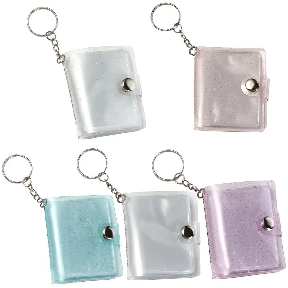 With Keychain Mini Photo Album Snap Button Design Simple Storage Photo Card Holder DIY PVC Portable Pocket Album