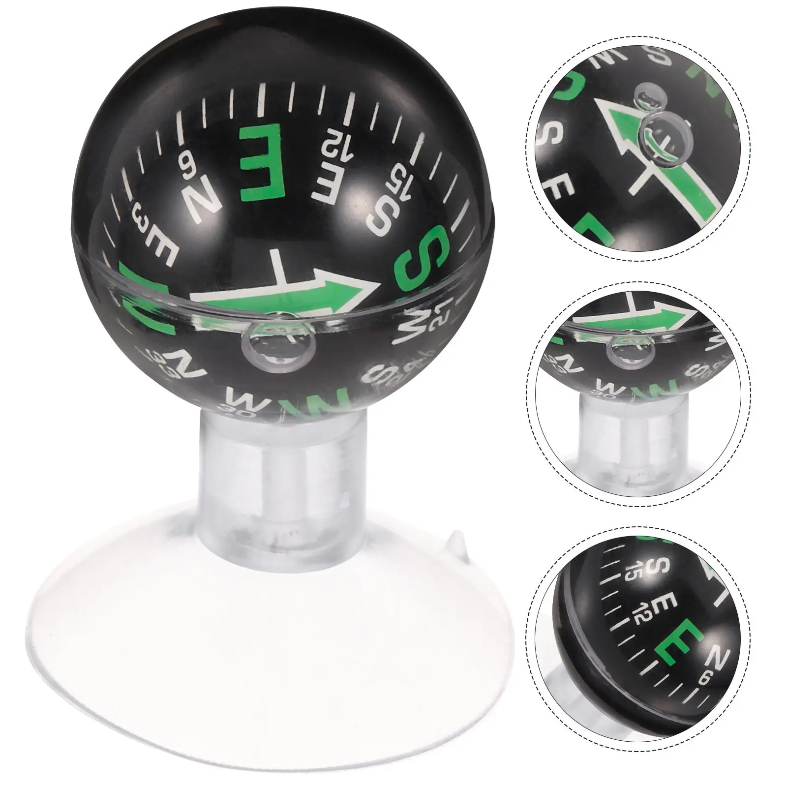 Car Compass Ball High Strength ABS Portable Dashboard Direction Finder Outdoor Navigation Tool Vehicle Interior Ornament