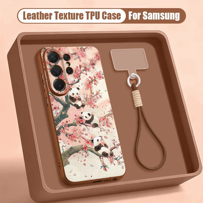 Handgelenk-Lanyard-Handyhülle für Samsung Galaxy S26 S24 S25 Ultra S23 S25 FE A57 A17 A56 A16 A37 A55 A15 A54 Cartoon Panda TPU Cover