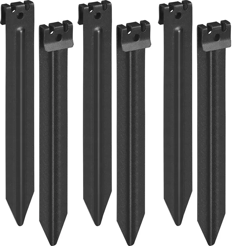 B23B For Weed Fabric/Tent/RV Mat Compatible 6PCS 10Inch Heavy Duty Black Metal Landscape Edging Stakes Fading Resistant 10
