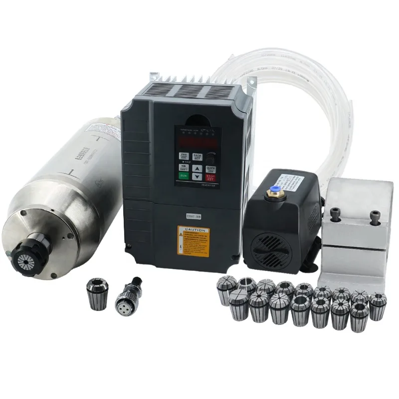 Water-cooled diameter 125 5.5 kW 5500W 380v woodworking ER25 4 bearing round spindle with 7.5 kW numerical control inverter