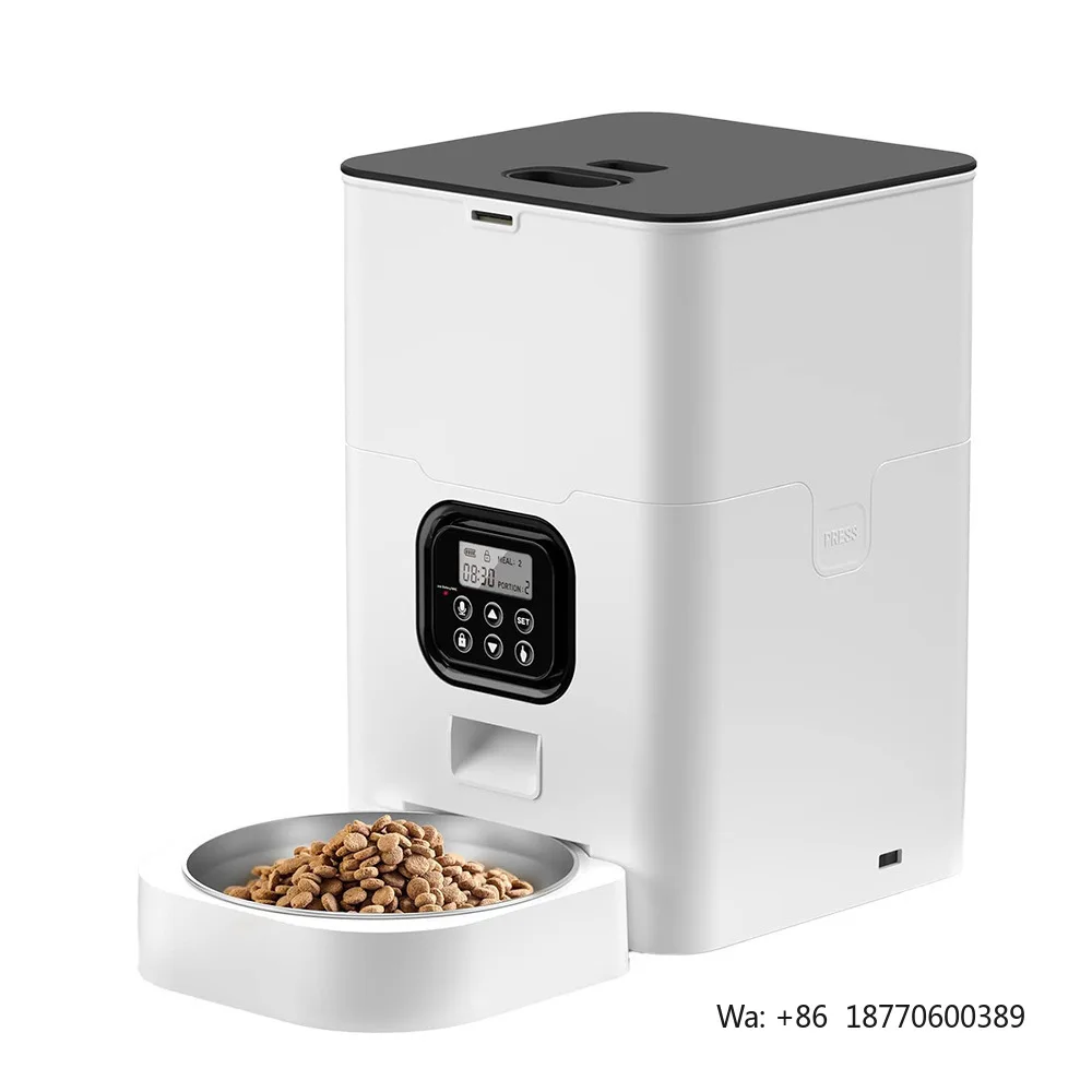 Manufacturer Smart White 4L 6L Automatic Voice Function Pet Feeder with Remote Control Precise Timed Feeding for Cats and Dogs