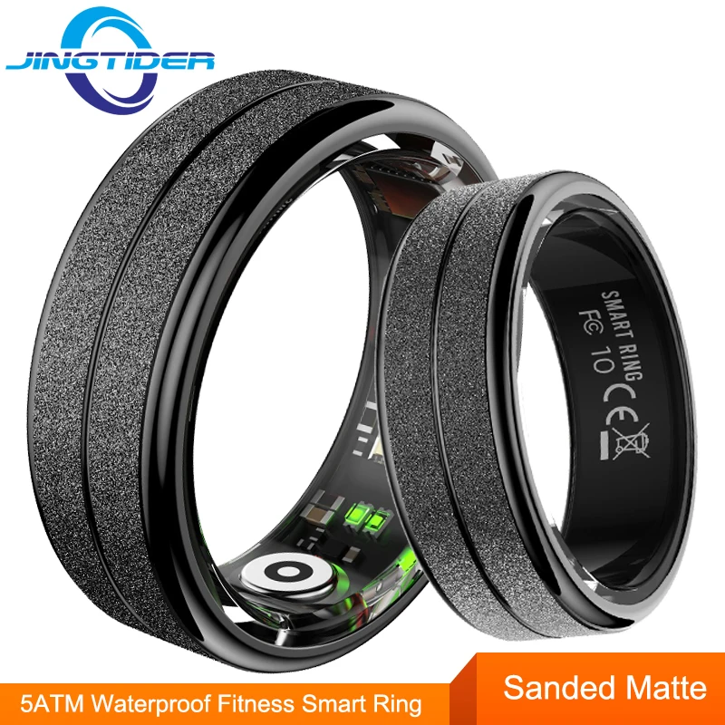 R04S Sanded Matte Stainless Steel Smart Ring 5ATM Waterproof Swimming Fitness Tracker Multi Sport Modes Gesture Control Rings