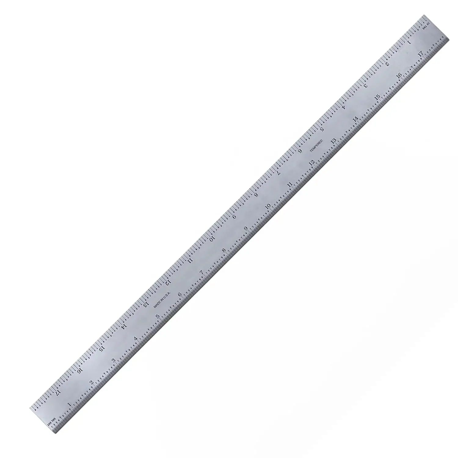 

450mm Rigid Metal Ruler, Satin Chrome Carbon Steel Machinist Rule with Decimal & Metric Graduations, Fully Hardened and Tempered