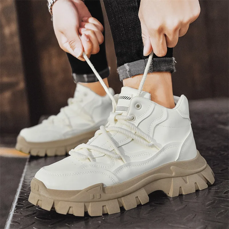 

Shoes for Men Fashion High Quality Leather High-top Platform Mens Shoes Outdoor Tooling Comfort Leisure Ankle Boots Botas Hombre