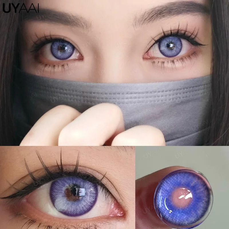 UYAAI 1 Pair Purple Lenses for Eyes Color Contacts Anime Colored Lens Violet Pupils for Woman Y2K Lenses for Natural Eyes