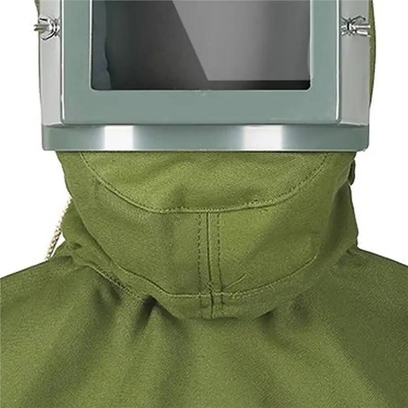 PHILE-Protective Visor,Sandblasting Hood Dust Hood,Replaceable Square Glass Visor,Sandblast Helmet For Industrial Protection