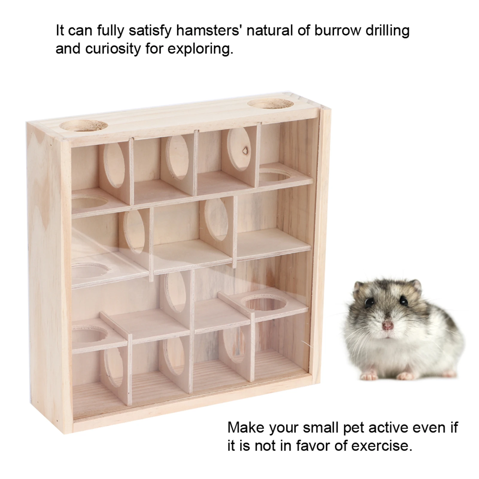 Hamster Maze Hamster Maze Mouse Mice Natural Wood Interactive Intelligent Pet  with Acrylic Glass Hamster  Small Pet