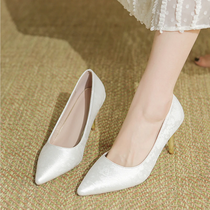 2025 Women Shoes Stiletto High Heels Fashion Pointed Toe Printing  Heel Shoes Ladies Office Party Wedding Shoes Women Pumps