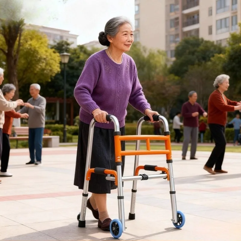 

Elderly Walkers with Seat, 4-Wheel Mobility Rollator, Adjustable Walking Aids Cane, Rehabilitation Support Frame for Seniors