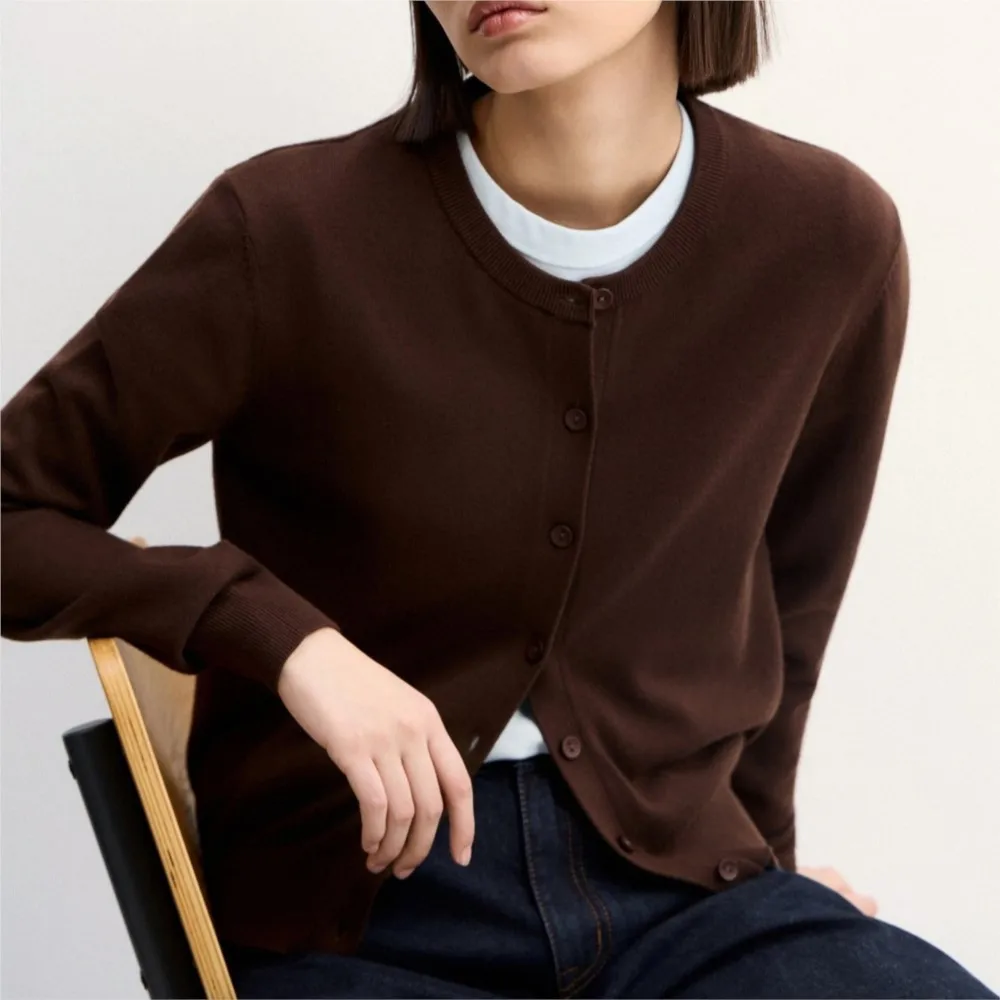 MsChuh Autumn Women's Clothing Solid Color Outerwears Cardigans Sweater All-match Loose Simple Style Comfortable Temperament 3