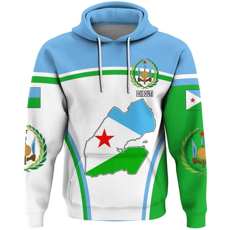 

New Fashion Djibouti National Flag Long Sleee Hooded Sweatshirts Tracksuit Pullovers 3D Printed Men/Women Funny Casual Hoodies