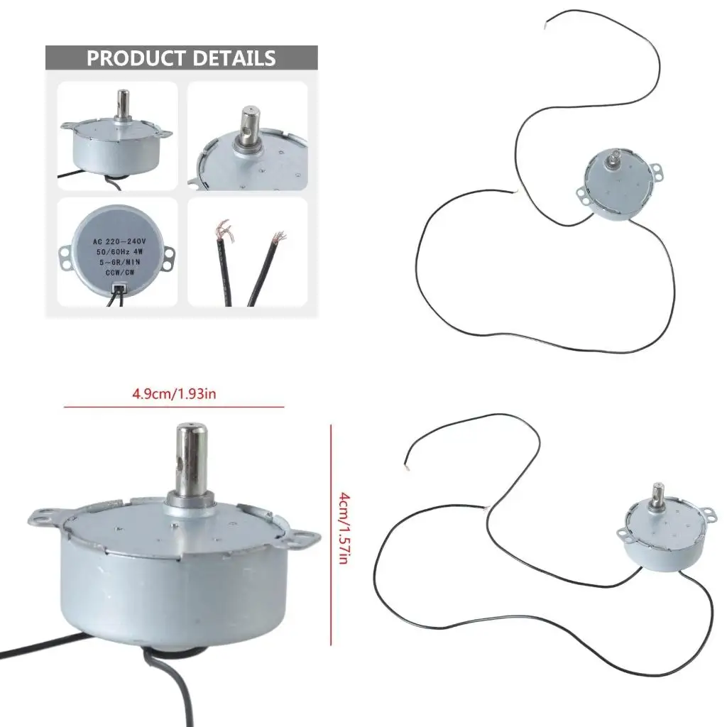 

Синхронный двигатель переменного тока 220-240 В, мотор-редуктор 4 Вт по часовой/против часовой стрелки, отличная пара, 5-6