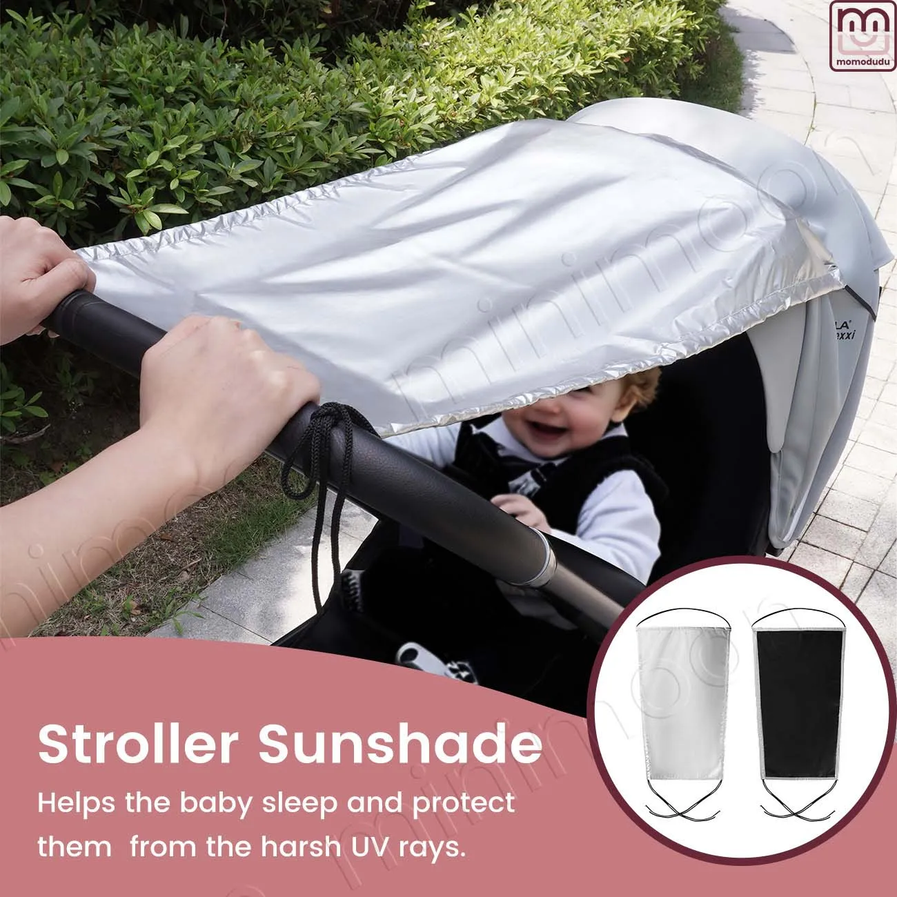 Universal Baby Stroller Sun Shade with Viewing Window, Water-Resistant UPF Sun Protection for Full Coverage