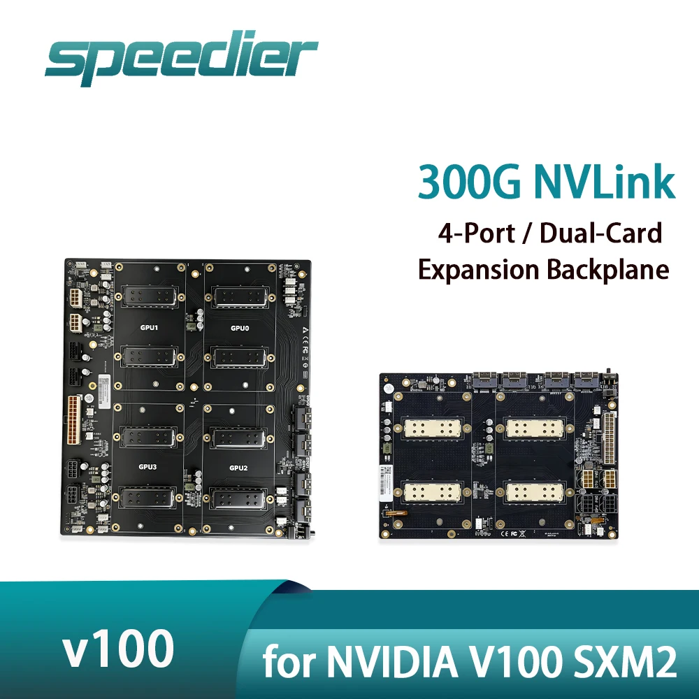 SXM2 for NVIDIA V100 GPU Adapter Board Card NVLink 300G 4‑GPU / 4‑Way Dual-Card Dual-Channel Pass-Through Expansion Backplane