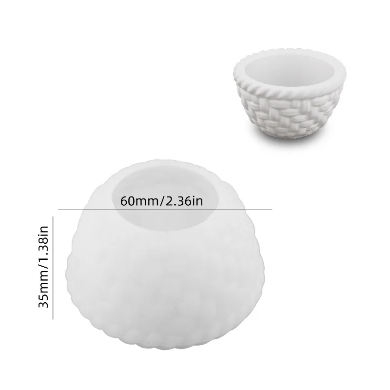 Rural Flower Basket Candle Cup Silicone Mold DIY Gypsum Bamboo Basket Storage Decoration Ornament Resin Mold Handicrafts Casting