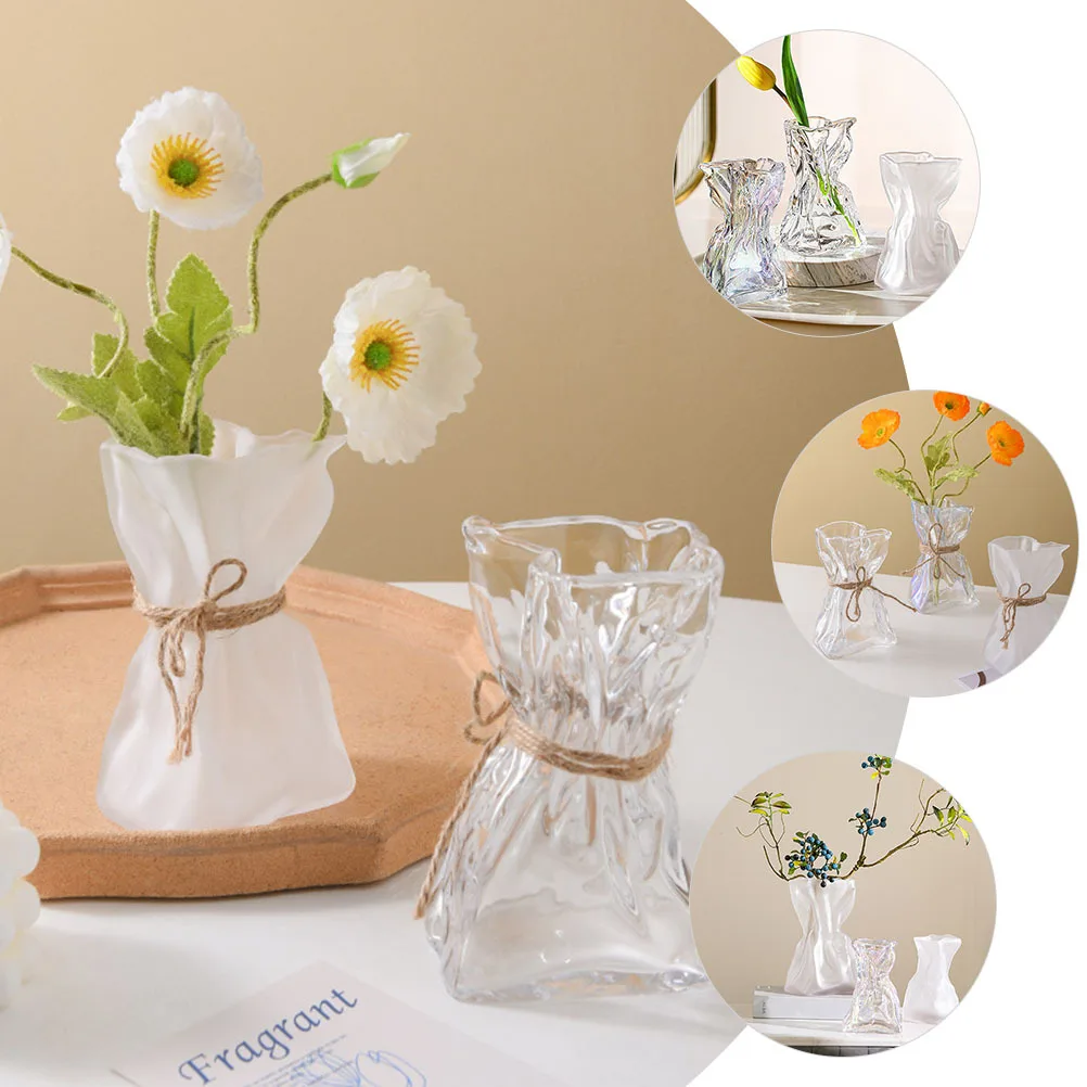

for Wedding Geometric Oversized Vase with Grooves Irregular Plant Vases Flower Arrangement Glass