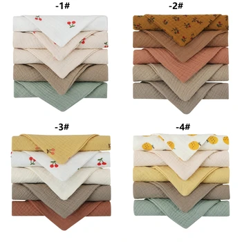 5 Pcs 수건 아기 Facecloth 아기 목욕 수건 손수건 면화 Burp 헝겊 부드러운 흡수 거즈 유치원 Washcloth  Best5