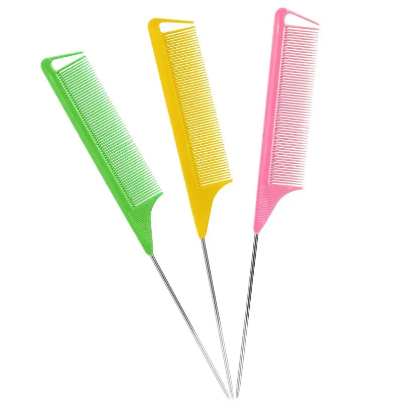 

3pcs Forked Mouse Tail Comb set, long Steel needle Mouse tail tease comb, salon hair stylist hair comb, metal tail comb