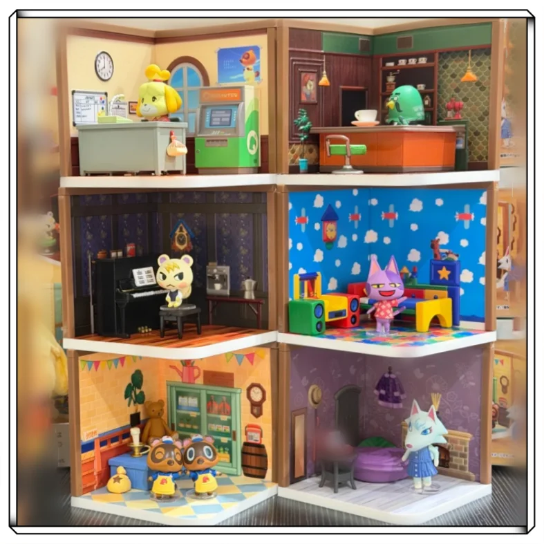 Auténtico Set de Figuras Mini Diorama de PVC de la Serie Happy Room de Animal Crossing de Re-Ment, Tom Nook, Dom Brewster, Juguete Coleccionable Decorativo, Regalo