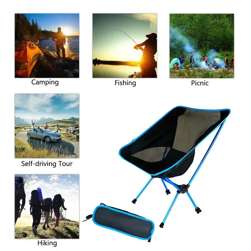 Outdoor Folding Chair Ultra-light Foldable Camping Chair Superhard High Load Beach Hiking Picnic Seat Portable Fishing Tool