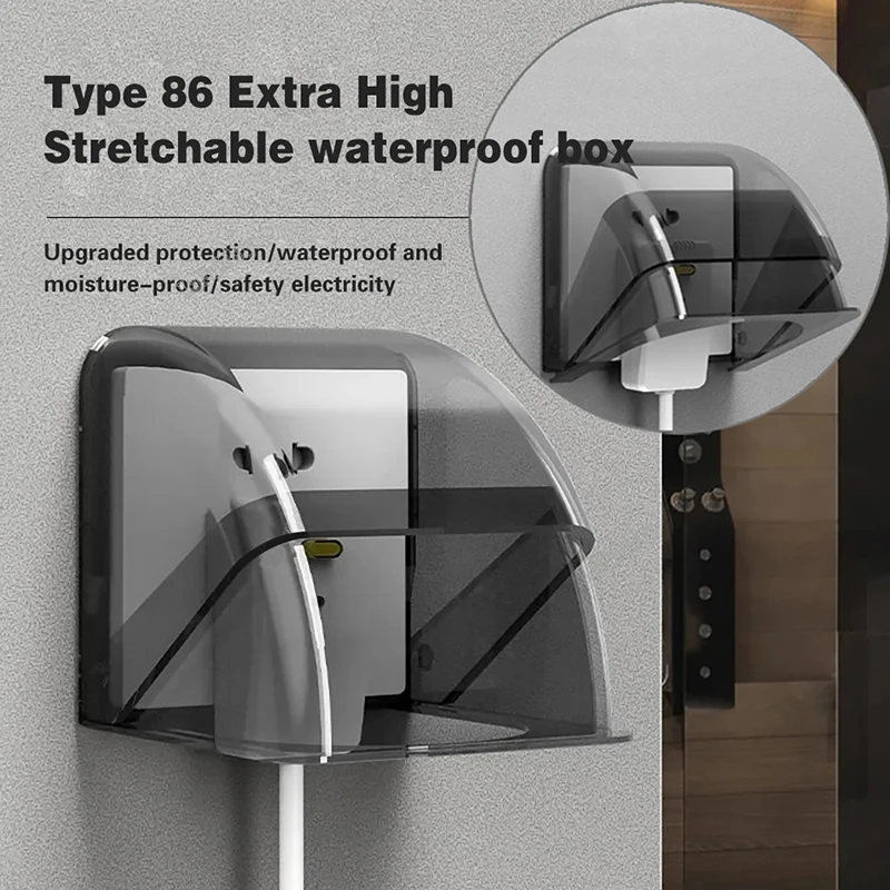 86 Type Bathroom Outdoor Socket Waterproof Box Socket Switch Protective Cover Durable Flexible Electric Plug Rainproof Protector
