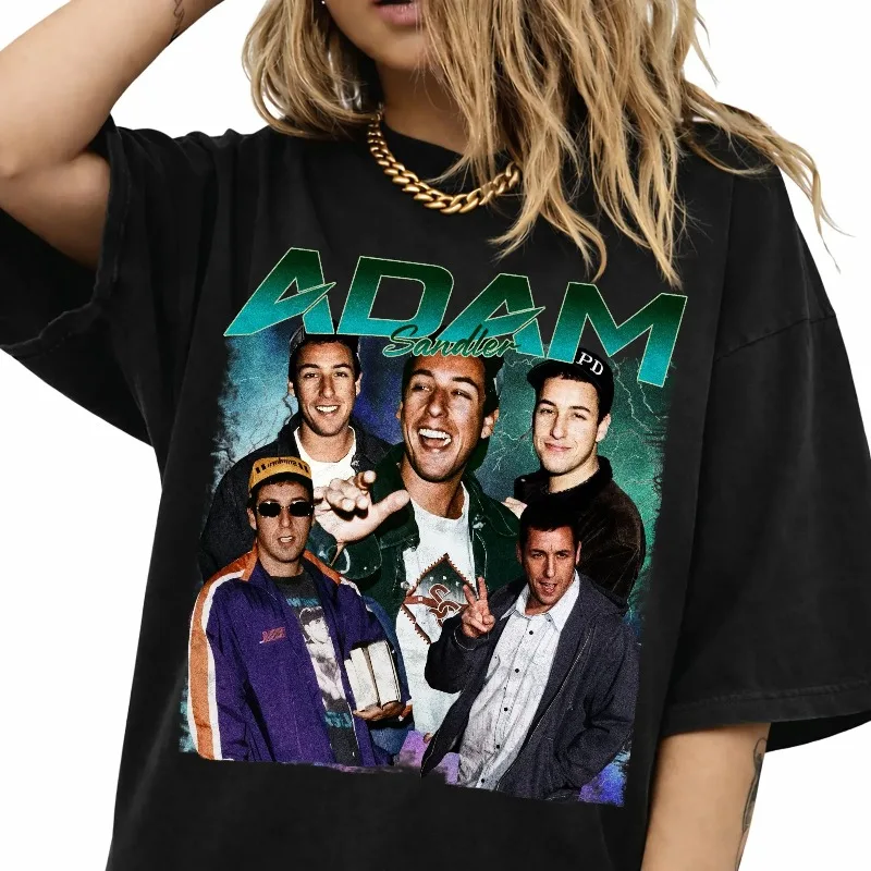 Adam Sandler T-shirt, Retro Comedy Movie Pattern T-shirt for Women's Summer New Retro Unisex Y2K Casual Cotton T-shirt