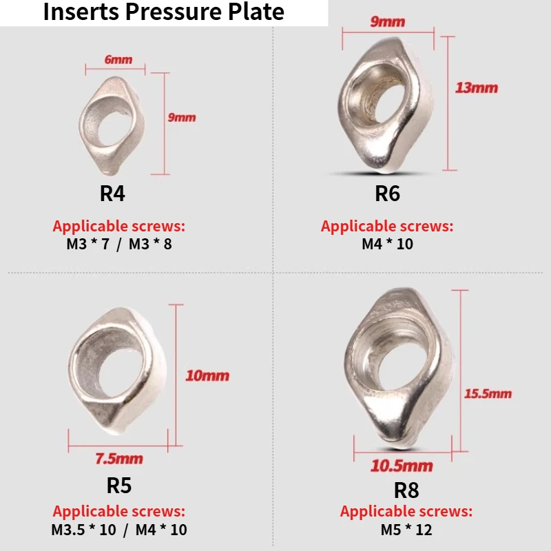 YS 10PCS R4 R5 R6 R8 Carbide Inserts Pressure Plate Screw Clamp Blades M3 M4 M5 Tool Parts Accessories for EMR EMRW SKS AJX ASRF