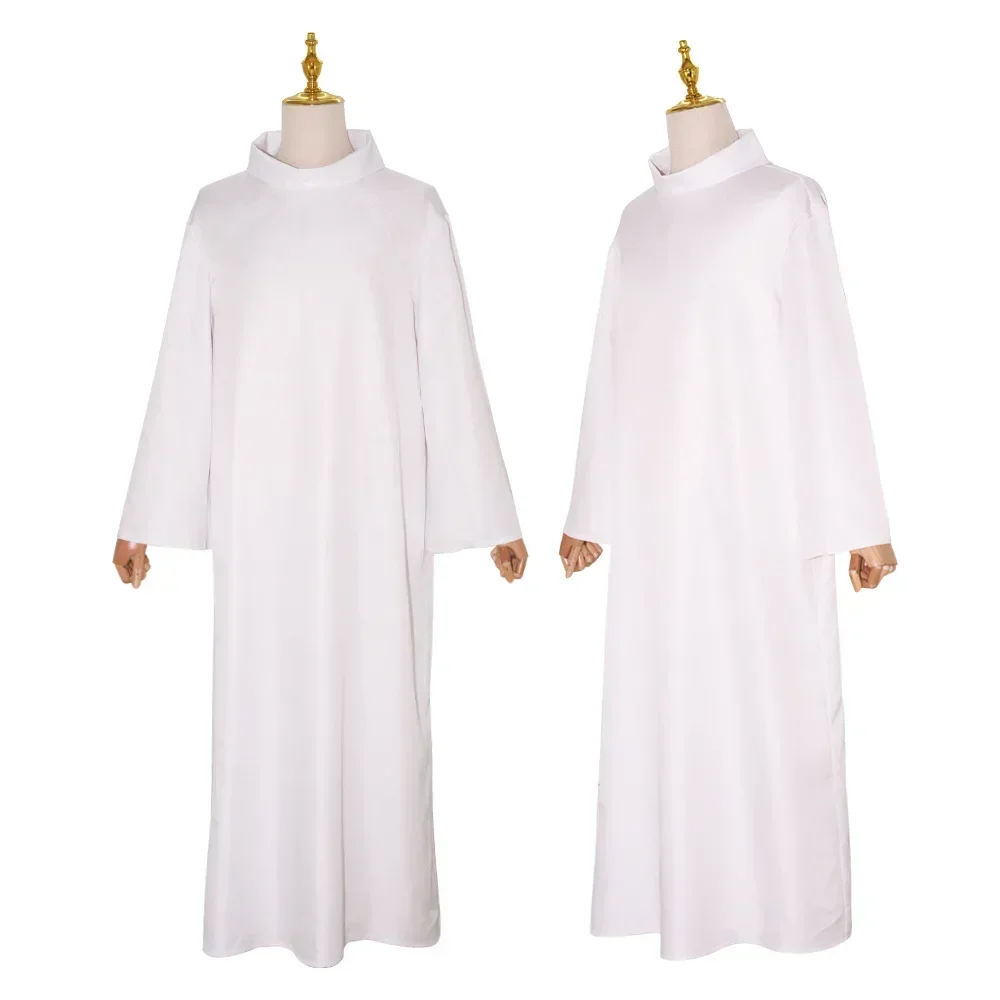 2XL White Clergy Robe Medieval Middle East Arab Christian Catholic Priest Padre Cassock Worship Attire Holy Clothes Vestment