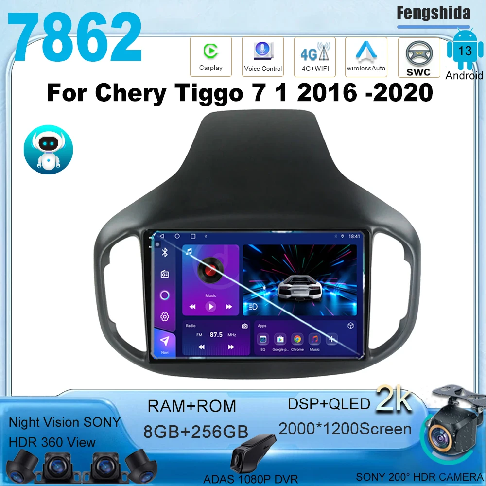 

Автомобильный радиоприемник для Chery Tiggo 7 1 2016 -2020 Android 13, навигация, автомобильный стереоприемник на платформе Android, видео для Carplay 7862CPU No 2din GPS