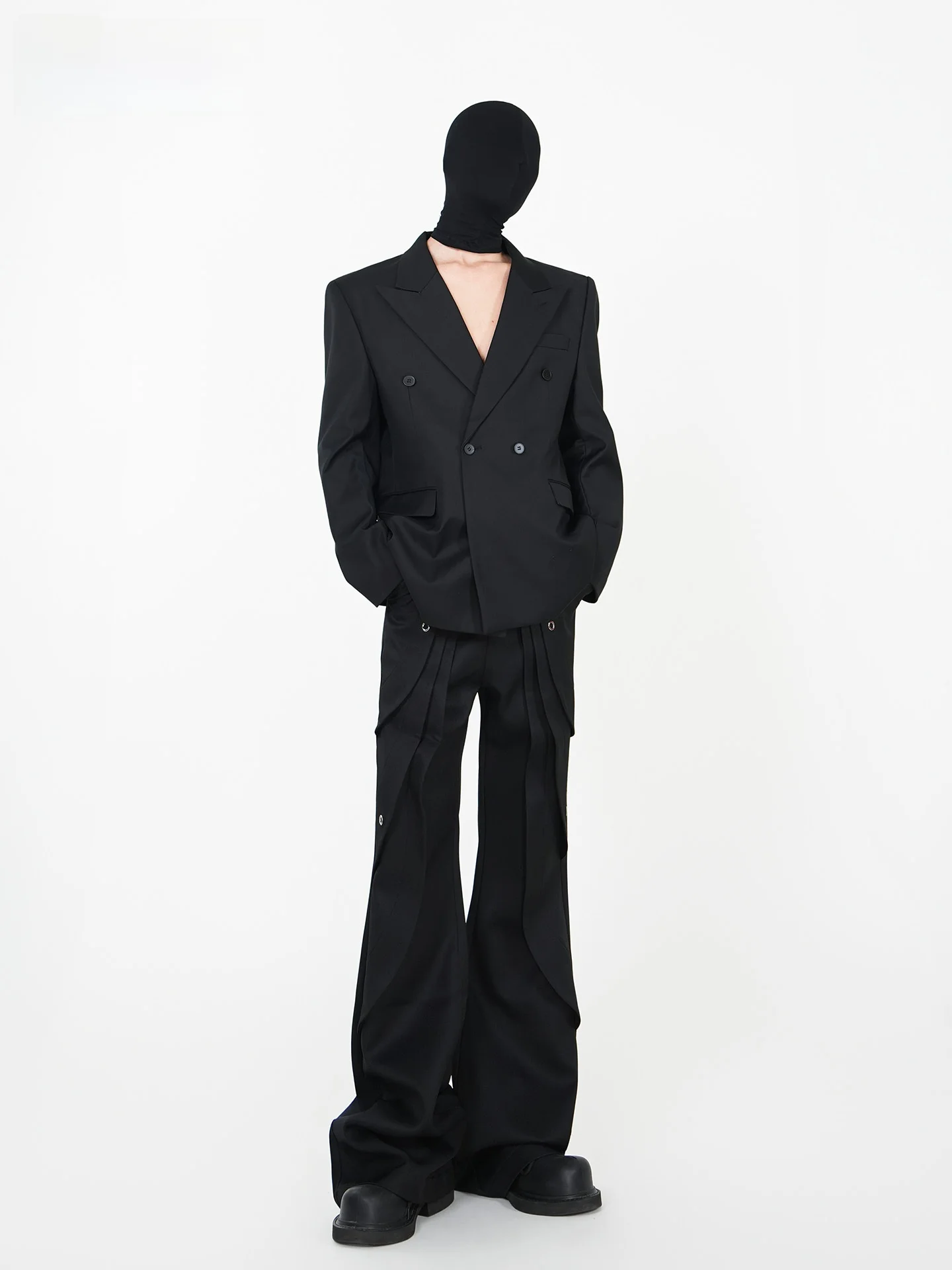 

VE2 Cus-Made 3D Tailored Men's Casual Suit Jaet Bla Four-Season Loose Fit Faionable Urban Sle Wedding Appropriate