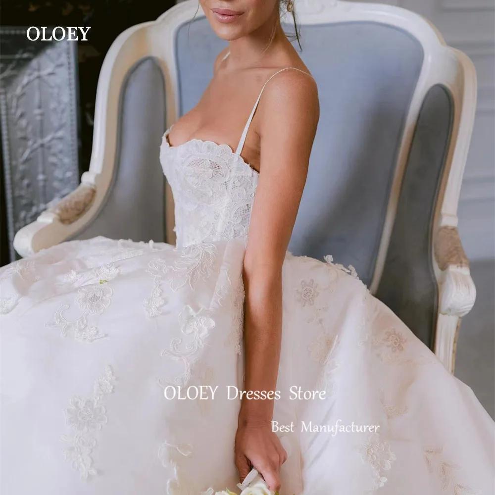 OLOEY Exquisite Lace Followers Wedding Dress FOR Woman Sweetheart Collar Floor-length Vestidos Novias Boda Bridal Gown