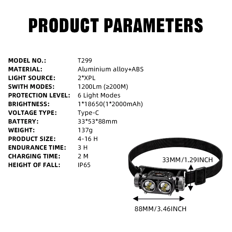 Imagem -06 - Warsun Poderoso Farol de Led Farol Foco Fixo Lâmpada Principal Lanterna Usb Recarregável Lanterna de Pesca Lanterna Principal 1200 lm