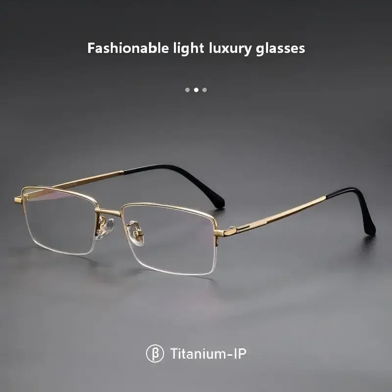 Men Business Titanium Frame IP Plating Half Frame Vintage Square Prescription Optical Spectacle Frames Ultra Lightweight