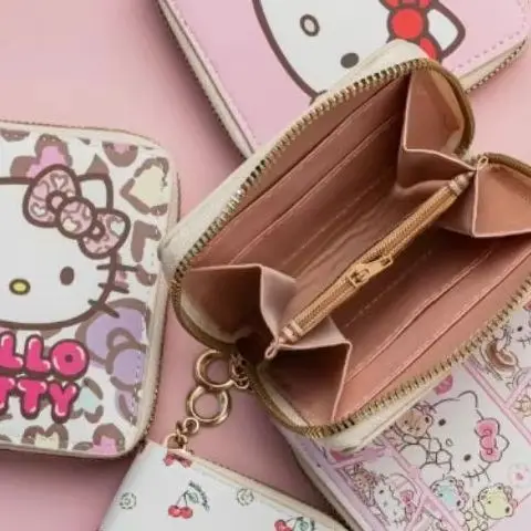 

1 Piece Cute Cartoon Sanrio Hello Kitty Folding PU Leather Zero Wallet Children's Kawaii Cartoon Coin Wallet Female Gifts