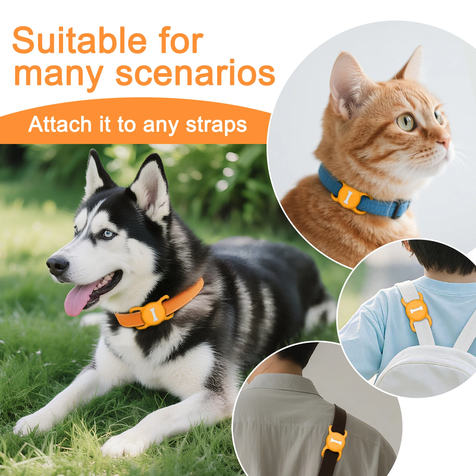 Silicone Protective Sleeve for Apple Airtags Pet Dog Cat Positioning Tracker Collar Cover For AirTag Anti-lost Protective Case view 6