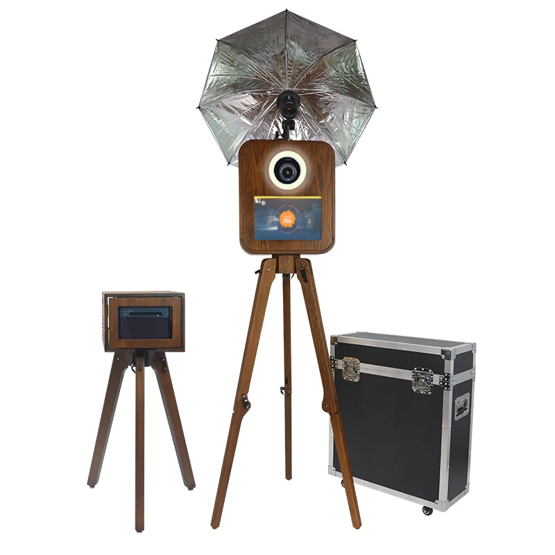 Real Wood Vintage Photo Booth Price Selfie Photobooth DSLR Wedding Touch Screen Photo Booth With Printer