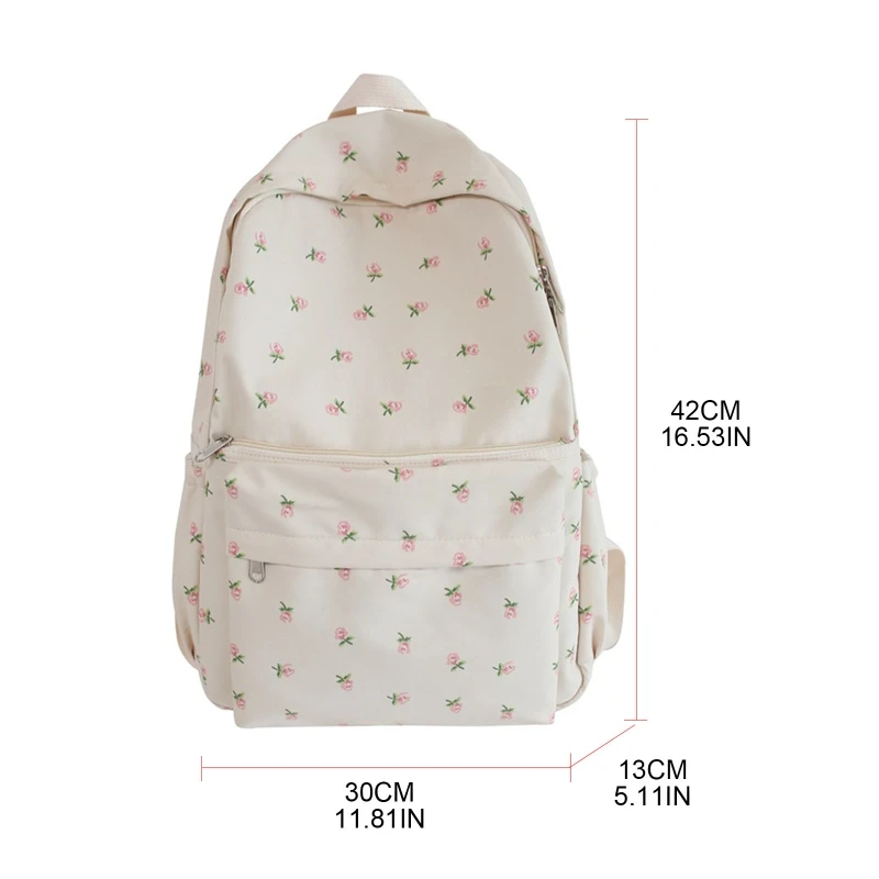 Mochilas medianas nailon para mujer, mochila informal ligera, antirrobo, con bonito estampado floral para adolescentes y