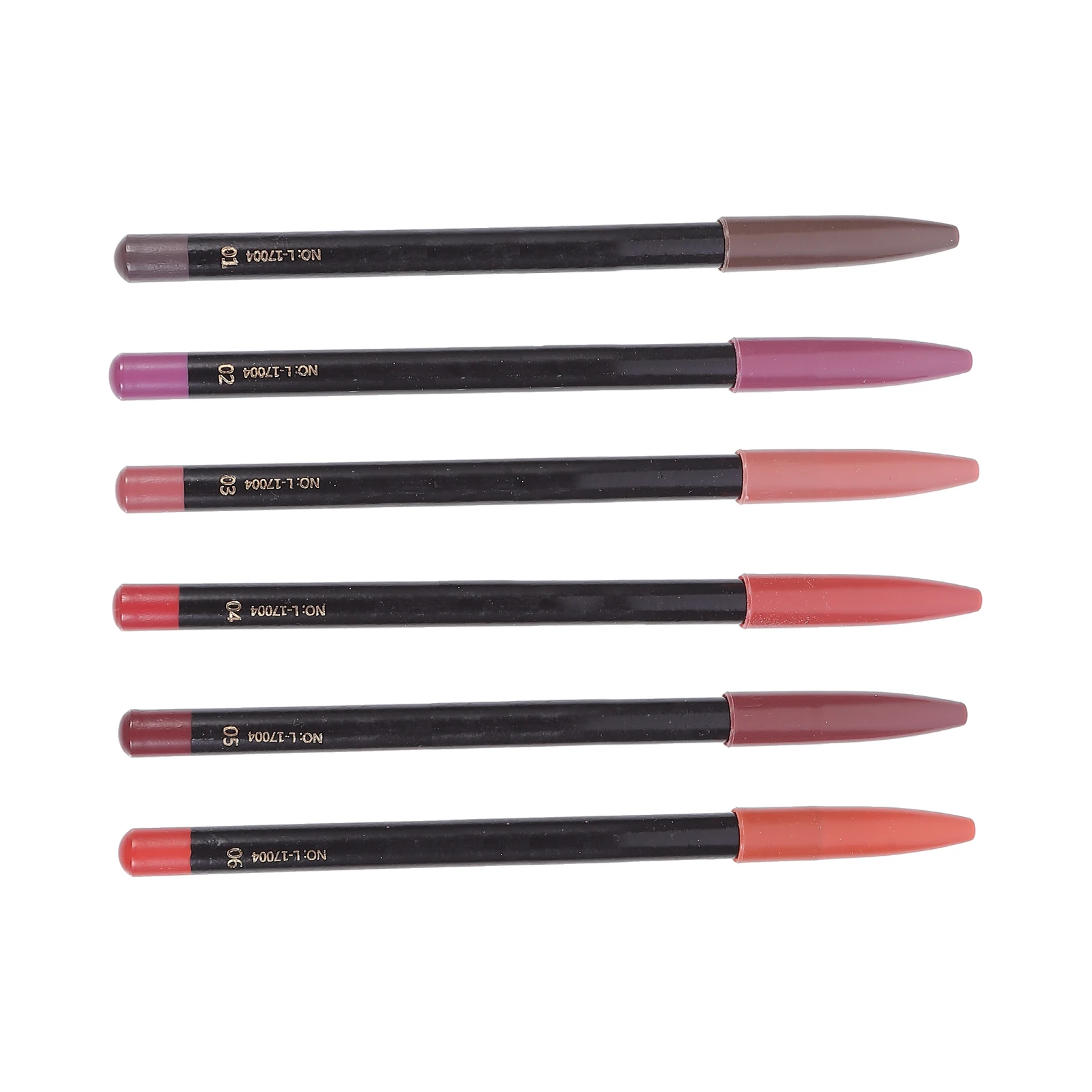 Delineador de lápiz labial, 6 uds., delineador de labios resistente al agua, lápiz de madera Premium, polvo de plástico, boceto, labios claros naturales, líneas suaves, sudor