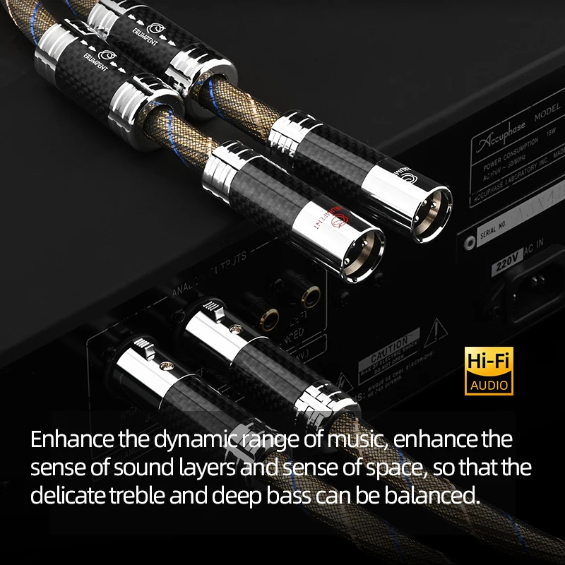 ERUMPENT One Pair OCC Sterling Silver Plated HiFi XLR Cable 2XLR Male to Female Balanced Audio Cable for Microphone Amplifier