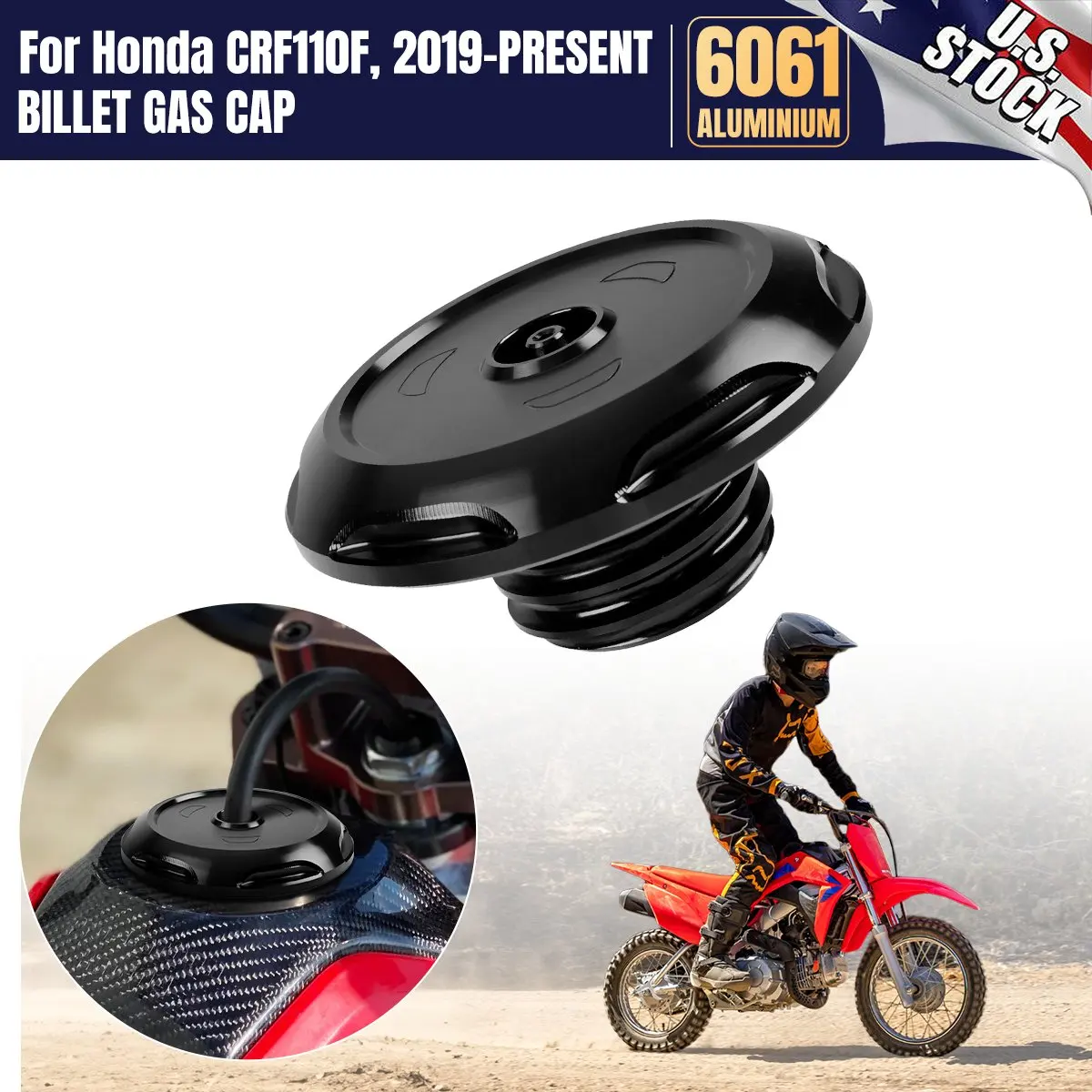 3D CNC Front Fuel Tank Gas Cap Cover For Honda CRF110 CRF110F CRF125 2019-2024 Accessory