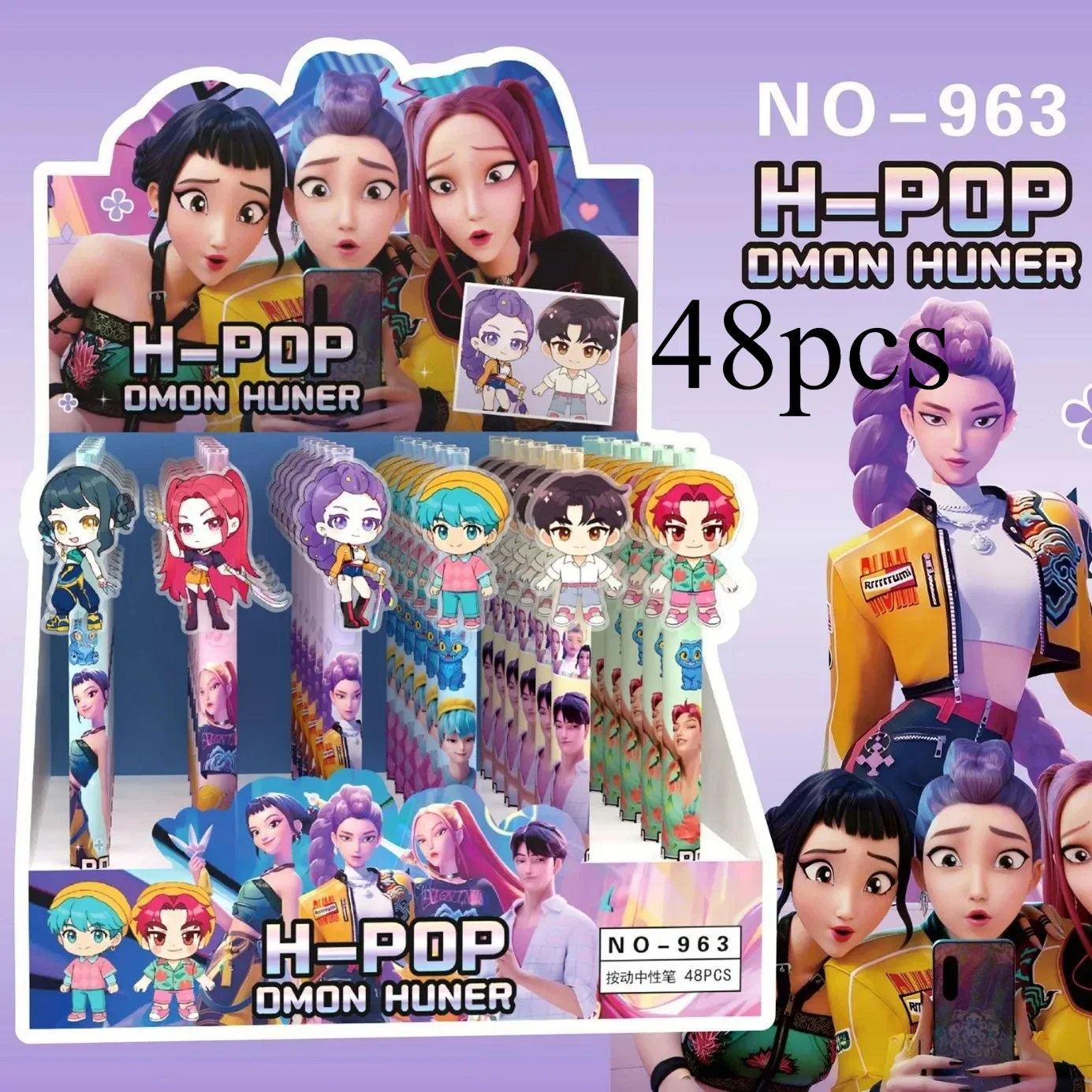 6/36 قطعة KPop شيطان الصيادين القلم الأسود طالب تأخذ امتحان رسم لعبة أنيمي الكرتون الشكل القرطاسية دراسة لوازم الاطفال هدية #1