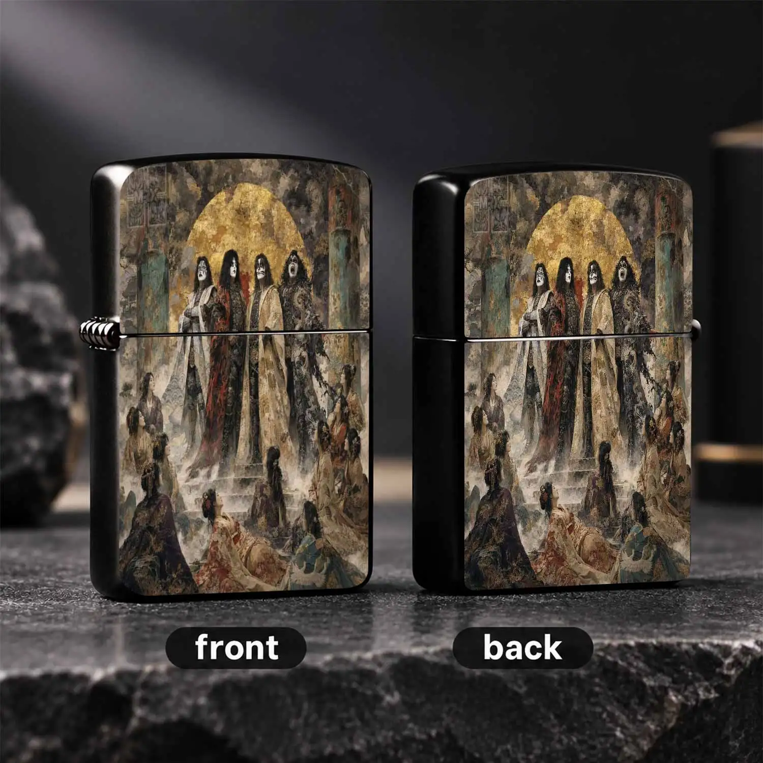 Creative Art Retro Themed Painting Portable Lighter, Gorgeous Gilding Oriental Myth Style Character Decor, Unique Trendy Ornament, Exquisite Practical Gift For Daily Use And Special Occasion, Distinctive Collectible Souvenir Accessory A Hum