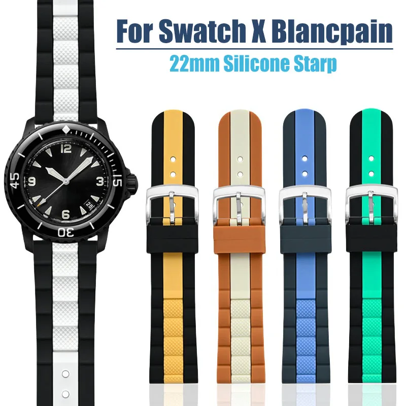 Silicone Watch Strap for Swatch X Blancpain Five Oceans Watchband 22mm Men Sport Waterproof Bracelet Accessories Wristband