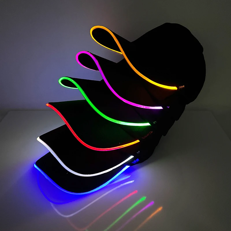 Glowing Baseball Cap NightClub Masquerade Riding Light Up Supplies Hip-hop Black Hat Led Sports Glowing Fibre Baseball Hats