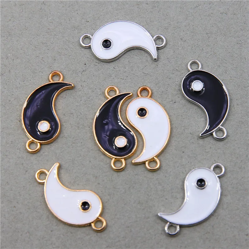 3sets(6pcs) 21*10mm  Color Yin Yang Taiji Gossip Charms Jigsaw Puzzle Pieces Pendant For DIY Handmade Jewelry Making Accessories