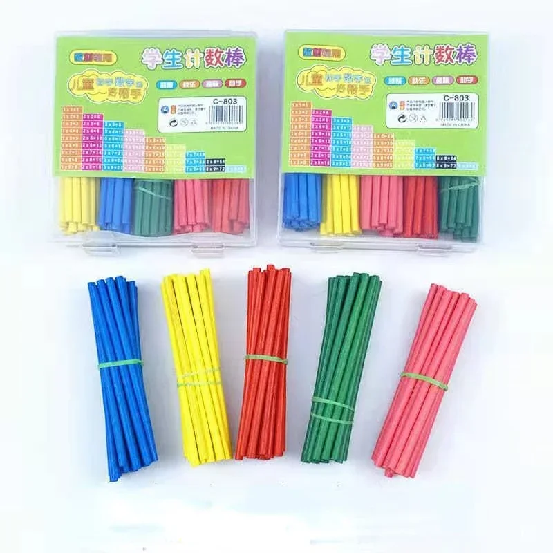 Palos de bambú coloridos para contar matemáticas, 100 piezas, material didáctico Montessori, juguete de aprendizaje de matemáticas para niños en edad preescolar