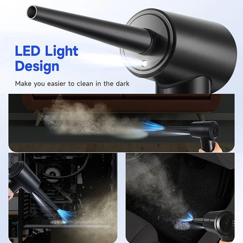 Imagen 2 del producto Plumero de aire inalámbrico eléctrico, pistola sopladora de aire comprimido, 51000RPM, plumero de aire tipo C para teclado de ordenador, PC, dispositivo de limpieza