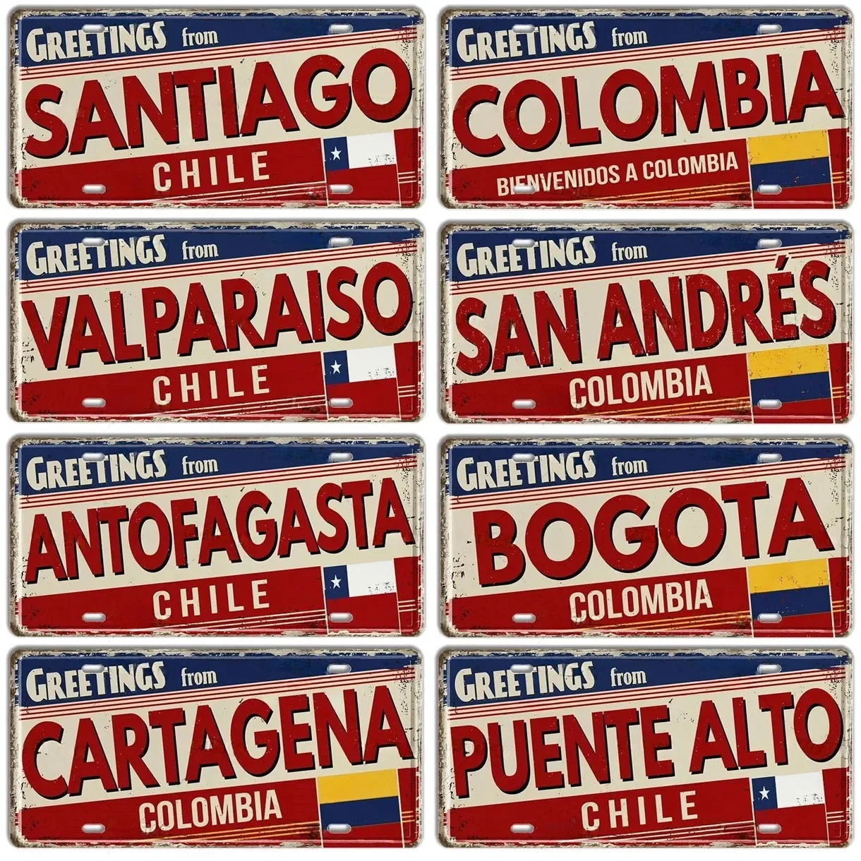 Colombia License Plates Metal Tin Signs for Wall Art Decoration Vintage Tags Metal Automotive Signs For Cafe Bar Club Garage Pub