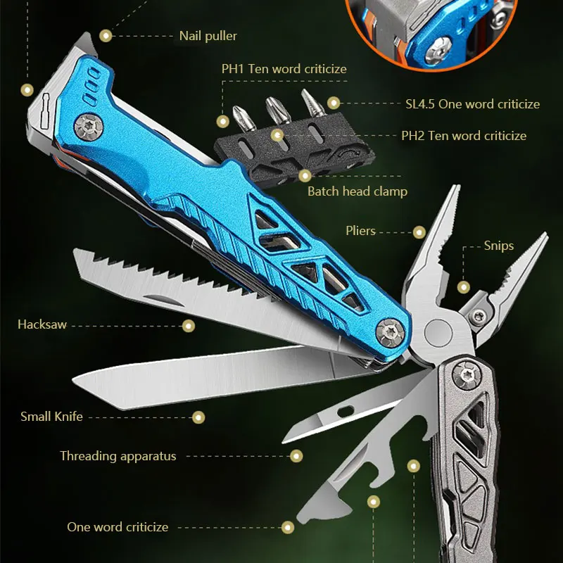 

portable universal tool knives install Multifunctional folding pliers vise pliers sharp-nosed pliers outdoor knife
